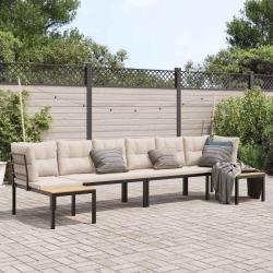 Salon de jardin avec coussins 4 pcs noir acier enduit de poudre alsavelo