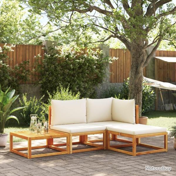 Salon de jardin avec coussins 4 pcs bois d'acacia massif