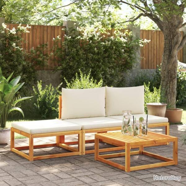 Ensemble de canap�s de jardin 4 pi�ces avec coussins en bois d'acacia et corde
