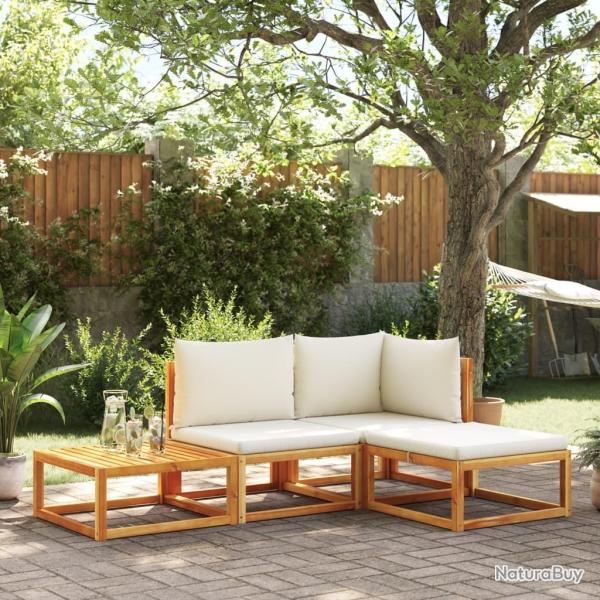 Salon de jardin avec coussins 4 pcs bois d'acacia massif alsavelo