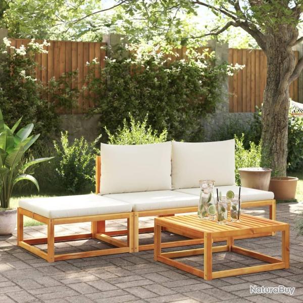 Salon de jardin avec coussins 4 pcs bois d'acacia massif alsavelo