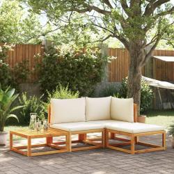 Ensemble de canap&eacute;s de jardin 4 pi&egrave;ces avec coussins en bois d'acacia et corde