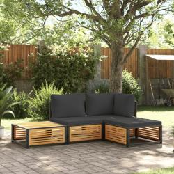 Salon de jardin avec coussins 4 pcs bois d'acacia massif alsavelo