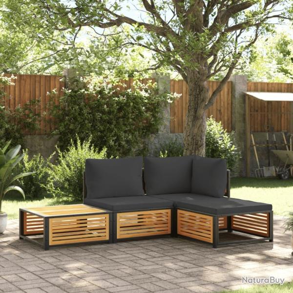 Salon de jardin avec coussins 4 pcs bois d'acacia massif alsavelo