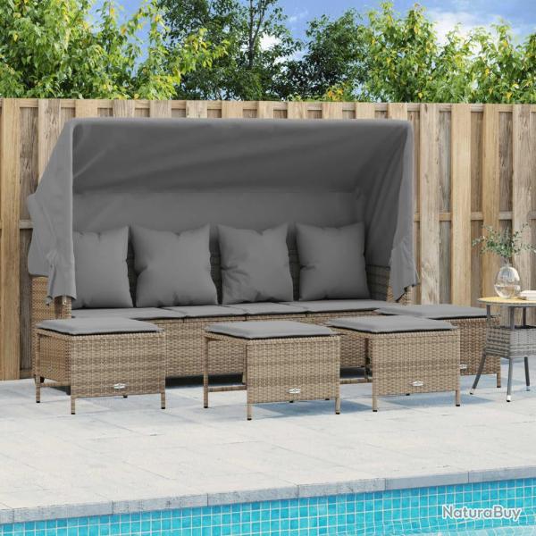 Salon de jardin avec coussins 5 pcs beige r�sine tress�e alsavelo