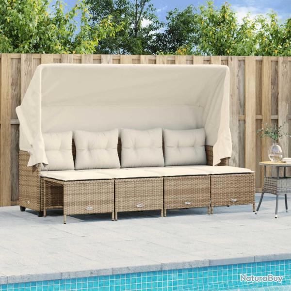 Salon de jardin avec coussins 5 pcs beige rsine tresse alsavelo