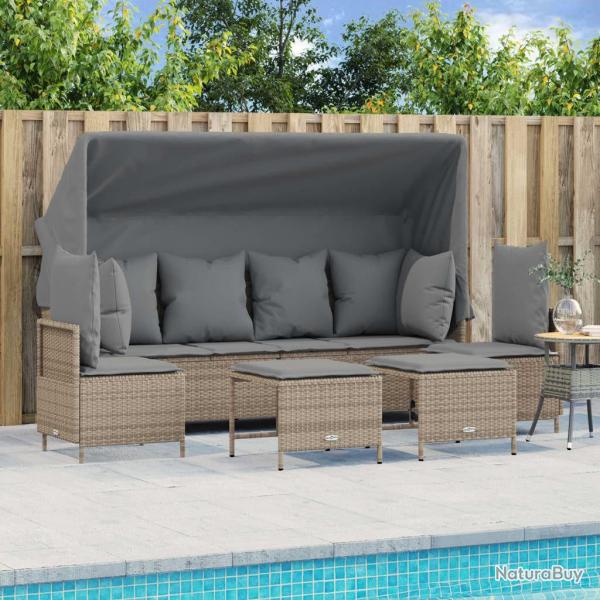 Salon de jardin avec coussins 5 pcs beige rsine tresse alsavelo