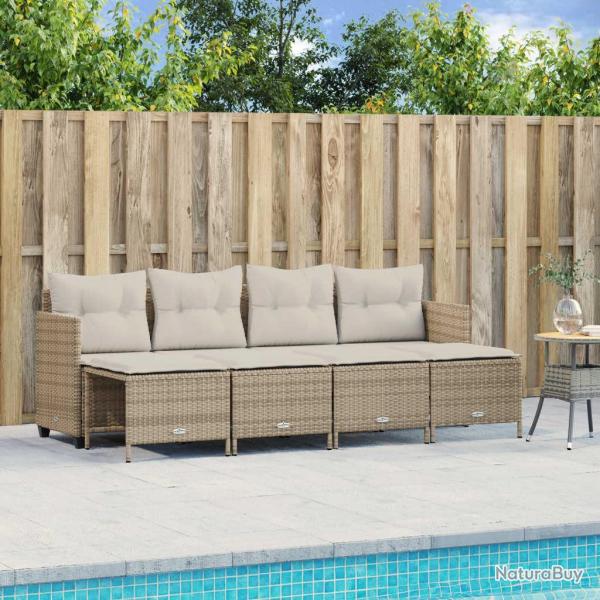 Salon de jardin avec coussins 5 pcs beige rsine tresse alsavelo