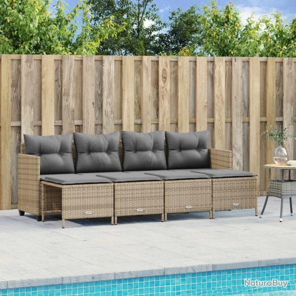 Salon de jardin avec coussins 5 pcs beige r�sine tress�e alsavelo