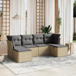 Salon de jardin avec coussins 6pcs m&eacute;lange beige r&eacute;sine tress&eacute;e alsavelo