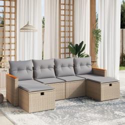 Salon de jardin avec coussins 6pcs m&eacute;lange beige r&eacute;sine tress&eacute;e