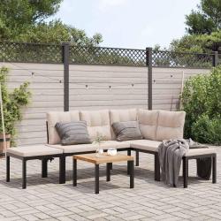 Salon de jardin avec coussins 5 pcs noir acier enduit de poudre alsavelo