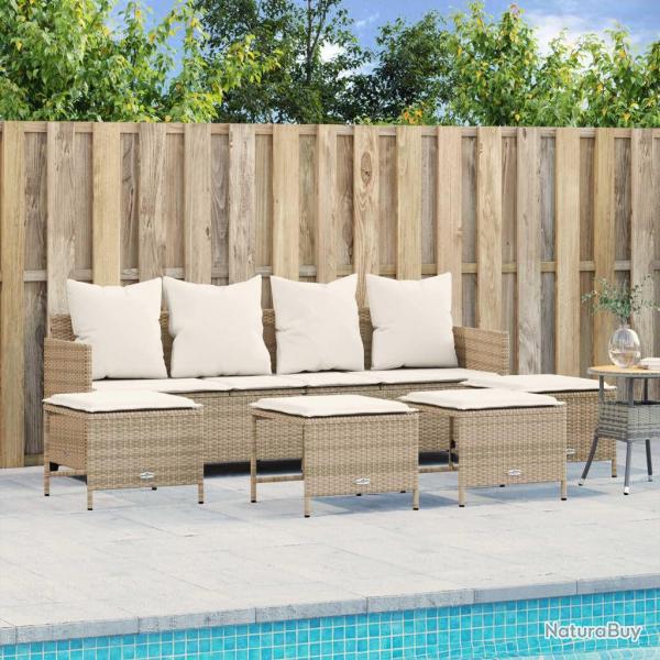 Salon de jardin avec coussins 5 pcs beige rsine tresse alsavelo