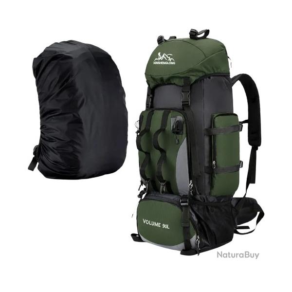 Sac � Dos de Randonn�e pour l'Ext�rieur Multifonctionnel de Grande Capacit� 90L Vert