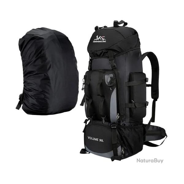 Sac � Dos de Randonn�e pour l'Ext�rieur Multifonctionnel de Grande Capacit� 90L Noir
