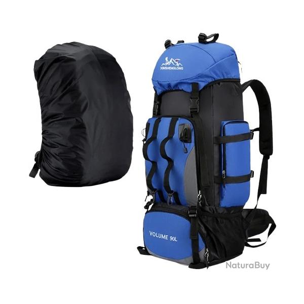 Sac � Dos de Randonn�e pour l'Ext�rieur Multifonctionnel de Grande Capacit� 90L Bleu