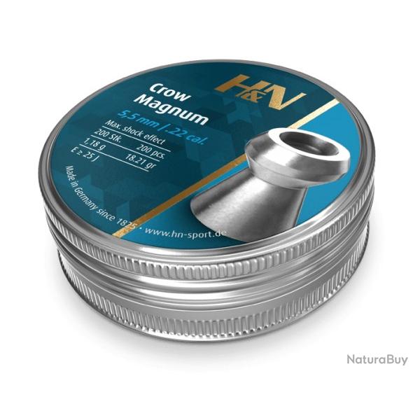 Plomb H&N Crow Magnum cal.5,5mm 1.18g 18.21gr par 1000 (5 boites de 200)
