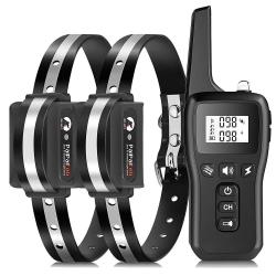 2 Colliers Dressage Chiens 1000 m Rechargeables IP67 Son Vibration Stimulation T&eacute;l&eacute;commande Noir