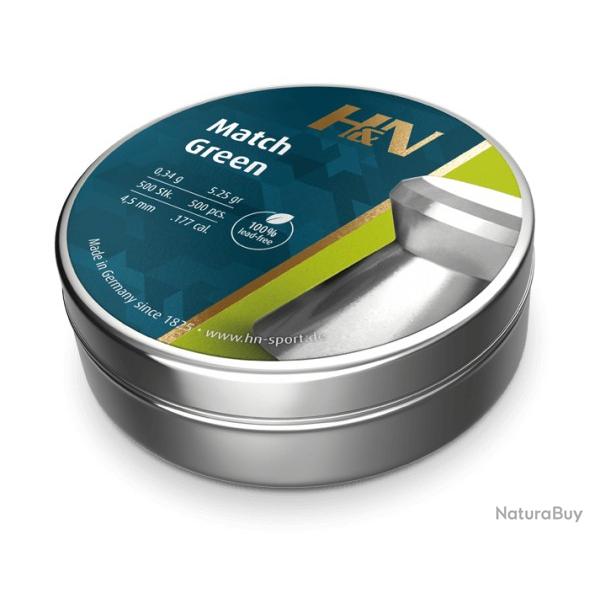 Plombs H&N Match Green cal.4.5 0.34g 5.25gr par 2500 (5 boites de 5)