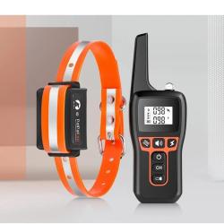 Collier Dressage Chien 1000 m Rechargeable IP67 Son Vibration Stimulation T&eacute;l&eacute;commande Orange