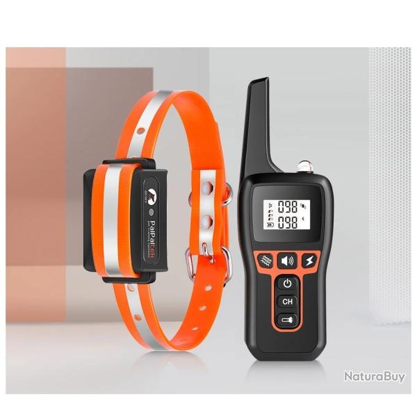 Collier de Dressage pour  Chien 1000m Rechargeable �tanche IP67 avec 3 Modes Orange