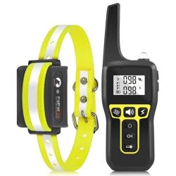 Collier Dressage Chien 1000 m Rechargeable IP67 Son Vibration Stimulation T&eacute;l&eacute;commande Vert