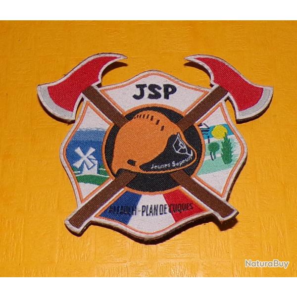 JEUNE SAPEURS POMPIERS DE PLAN DE CUQUES , INSIGNE D'EPAULE EN TISSU , OBSOLETE POUR COLLECTION��,DI