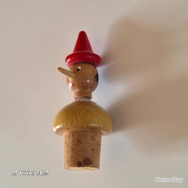 vintage Pinocchio Bouchon de bouteille en li�ge en bois, Rare ,pour cadeau, neuf
