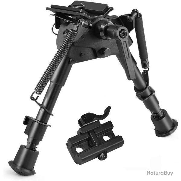 Bipied r�glable Ultra L�ger Fibre Carbone T�te Pivotante 360�Fixation Grenadi�re & Picatinny Tir