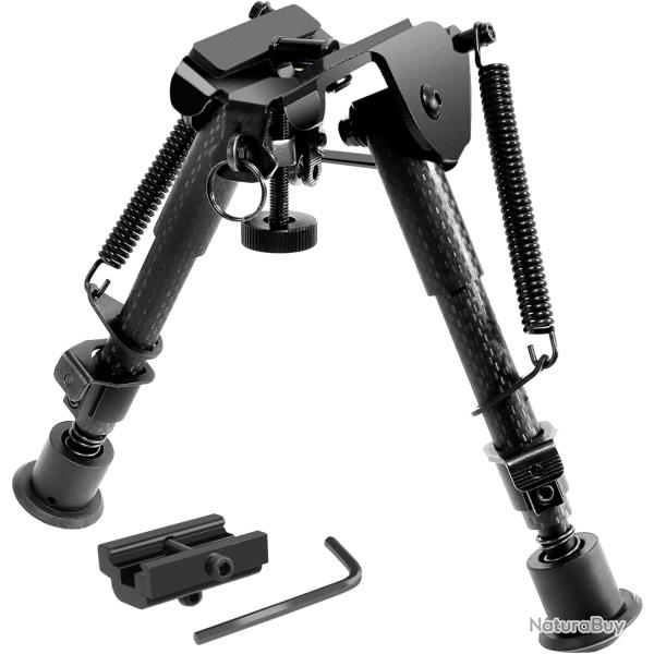 Bipied Tactique 6-9" en Fibre Carbone L�ger & Robustef Fixation Rapide Picatinny 20 mm Chasse & Tir