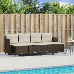 Salon de jardin avec coussins 5 pcs marron r&eacute;sine tress&eacute;e