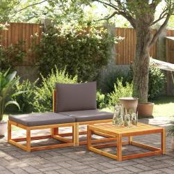 Ensemble de canap&eacute;s de jardin 3 pi&egrave;ces avec coussins en bois d'acacia et rotin