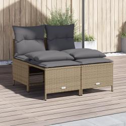 Salon de jardin avec coussins 4 pcs beige r&eacute;sine tress&eacute;e alsavelo