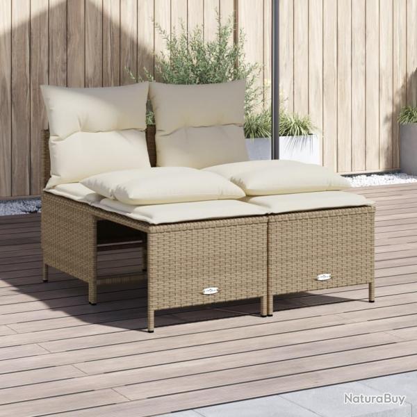 Salon de jardin avec coussins 4 pcs beige r�sine tress�e alsavelo