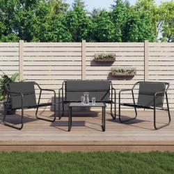 Salon de jardin avec coussins 4 pcs anthracite acier alsavelo