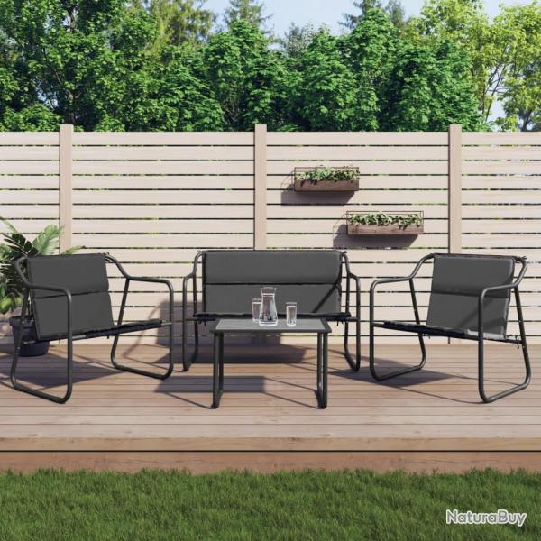 Salon de jardin avec coussins 4 pcs anthracite acier alsavelo