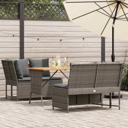 Salon de jardin avec coussins 3 pcs gris r&eacute;sine tress&eacute;e