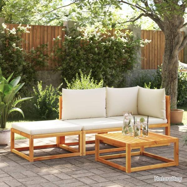 Salon de jardin avec coussins 3 pcs bois massif d'acacia alsavelo