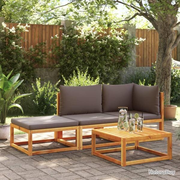 Salon de jardin avec coussins 3 pcs bois massif d'acacia alsavelo