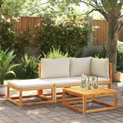 Salon de jardin avec coussins 3 pcs bois massif d'acacia alsavelo