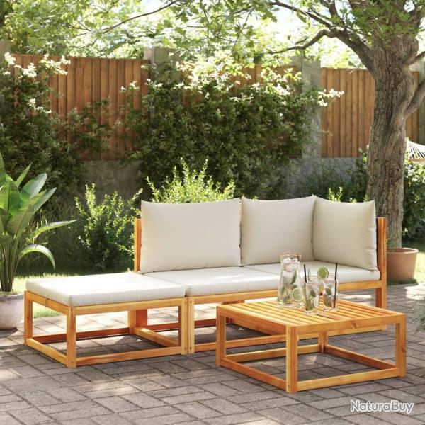 Salon de jardin avec coussins 3 pcs bois massif d'acacia alsavelo