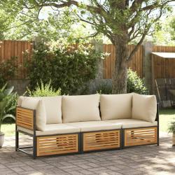 Salon de jardin avec coussins 3 pcs bois massif d'acacia alsavelo