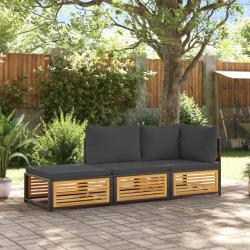 Salon de jardin avec coussins 3 pcs bois massif d'acacia alsavelo