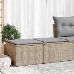 Salon de jardin avec coussins 2 pcs beige r&eacute;sine tress&eacute;e acacia