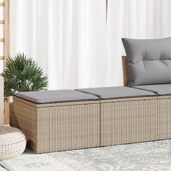 Salon de jardin avec coussins 2 pcs beige r�sine tress�e acacia