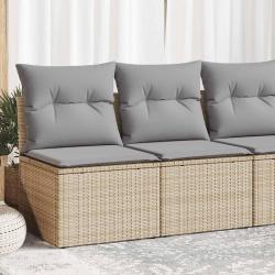 Salon de jardin avec coussins 2 pcs beige r&eacute;sine tress&eacute;e acacia
