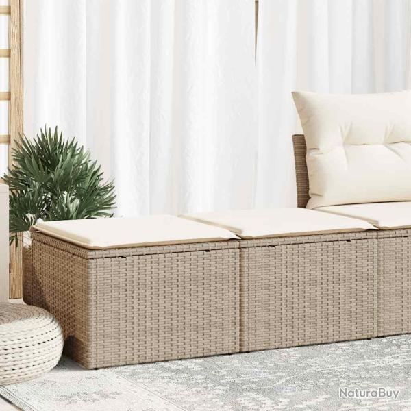 Salon de jardin avec coussins 2 pcs beige r�sine tress�e acacia