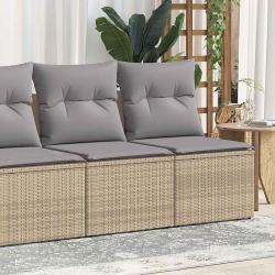 Salon de jardin avec coussins 2 pcs beige r&eacute;sine tress&eacute;e acacia