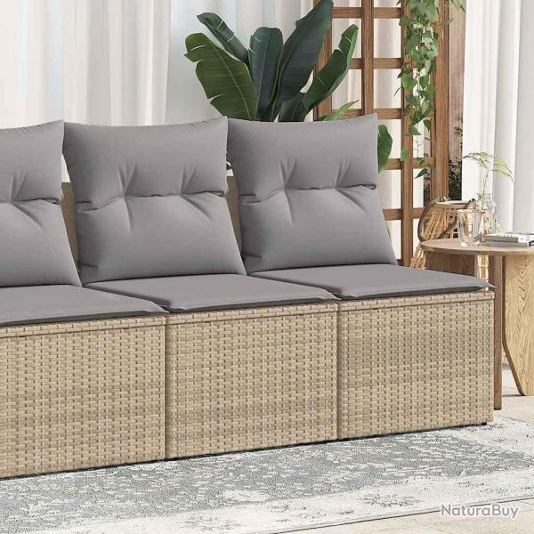 Salon de jardin avec coussins 2 pcs beige r�sine tress�e acacia