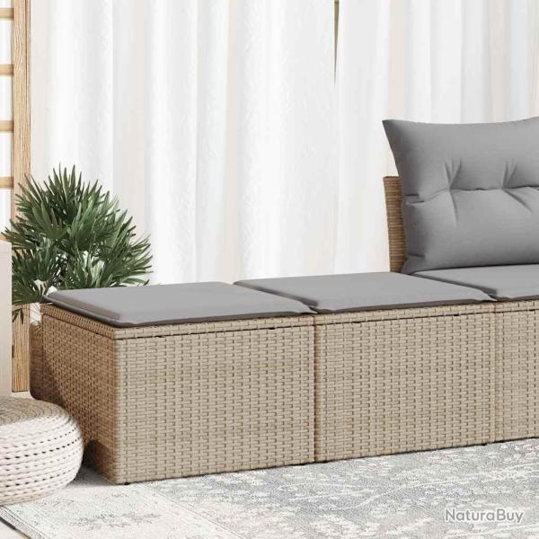 Salon de jardin avec coussins 2 pcs beige r�sine tress�e acacia